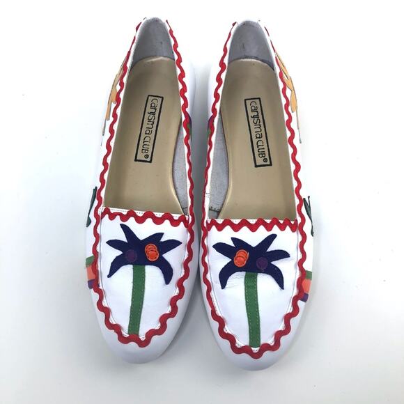 Vintage 80s Carysma Club Fun White Summer Flats - Picture 2 of 8
